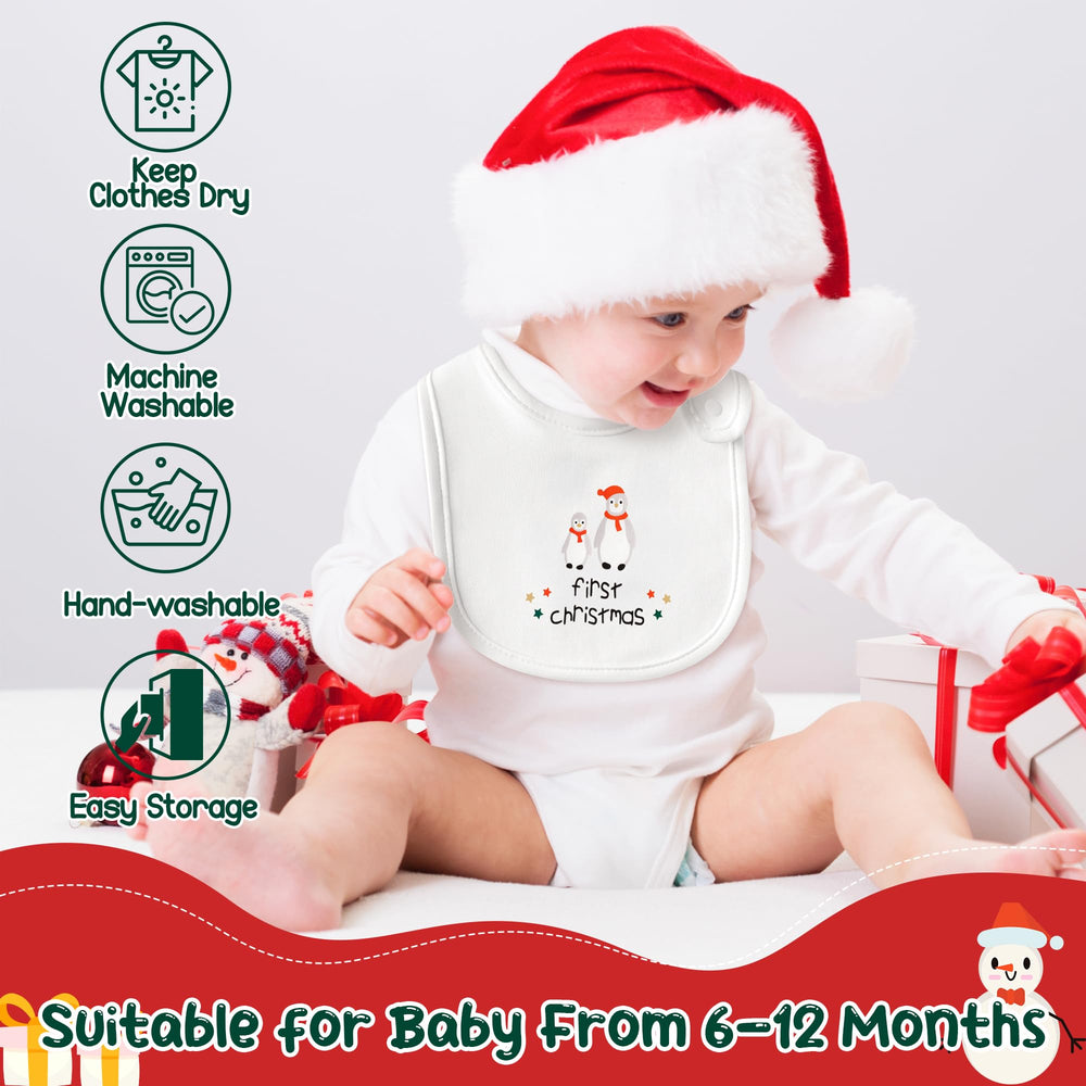 2ooya Christmas bib resin buttons closeup secure infant fit