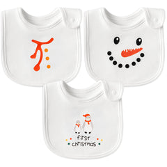 2ooya Christmas bib snowman print closeup keeps baby dry during meals