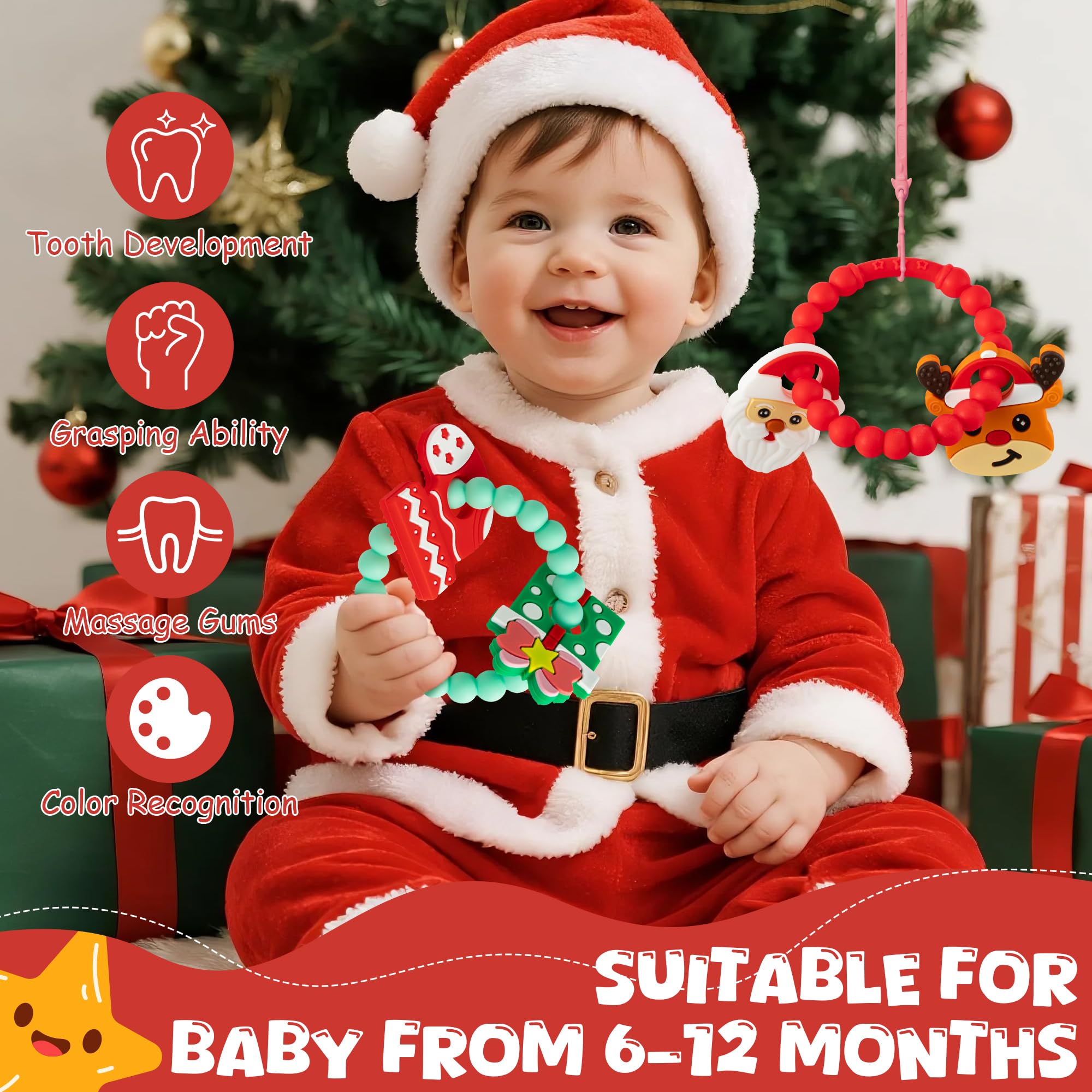 2ooya deer gift teether green red ideal for a newborn's calm moments.