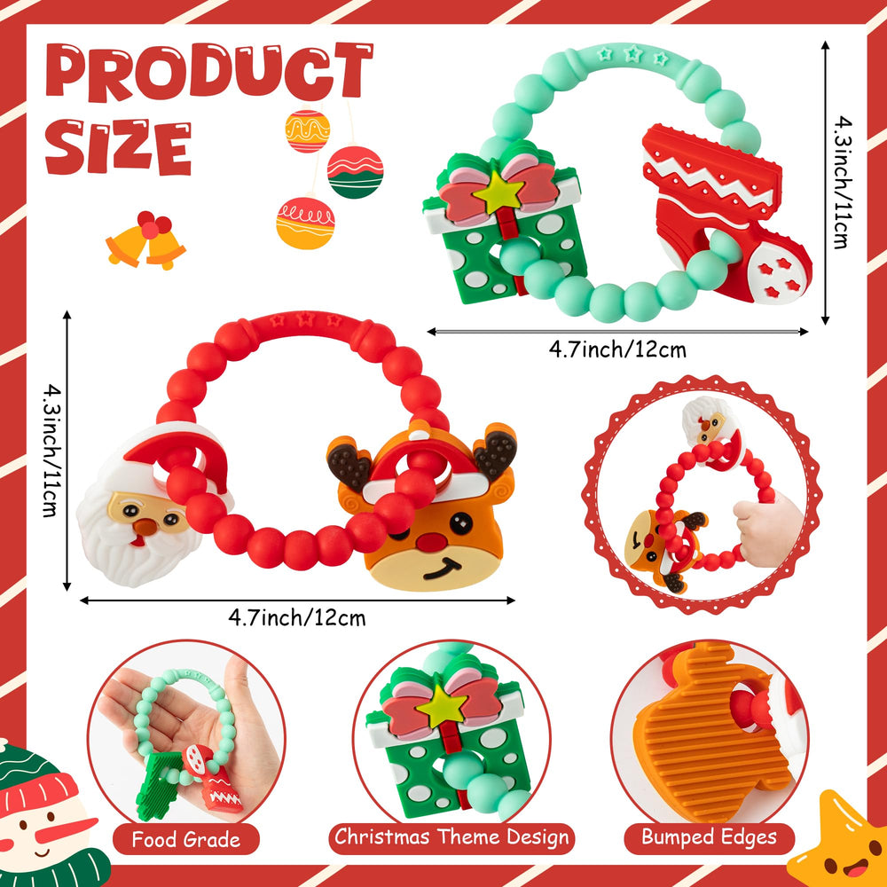 2ooya infant teether ring silicone with bold deer design supports teething relief.