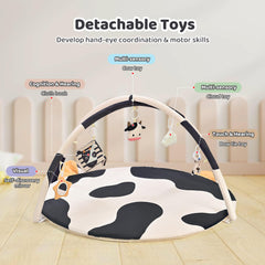 2PM SPORTS cow-theme mat folded-compact; easy storage for on-the-go families