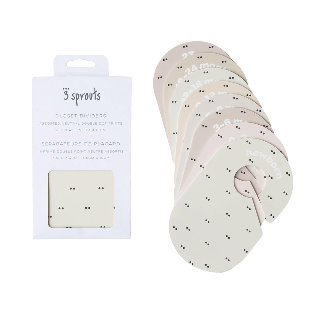 3 Sprouts closet dividers 12-18 month labels help track growth.