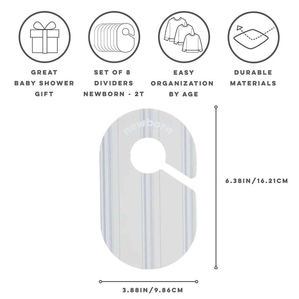 3 Sprouts closet dividers side view on a tidy nursery wardrobe.