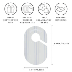 3 Sprouts closet dividers side view on a tidy nursery wardrobe.