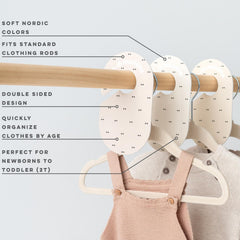 3 Sprouts closet dividers 9-12 month labels for easy wardrobe rotation.