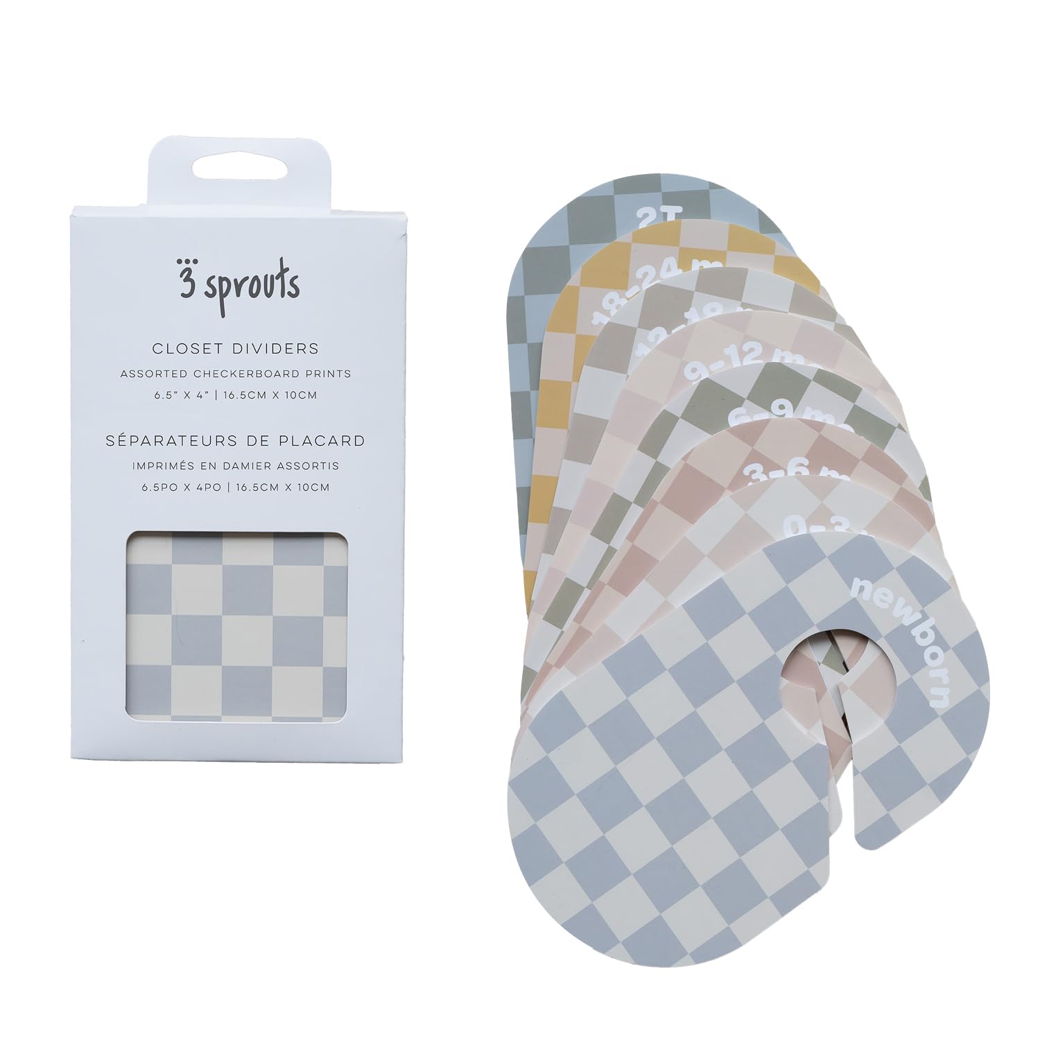 3 Sprouts baby closet dividers double-sided labels ensure visibility from any angle.