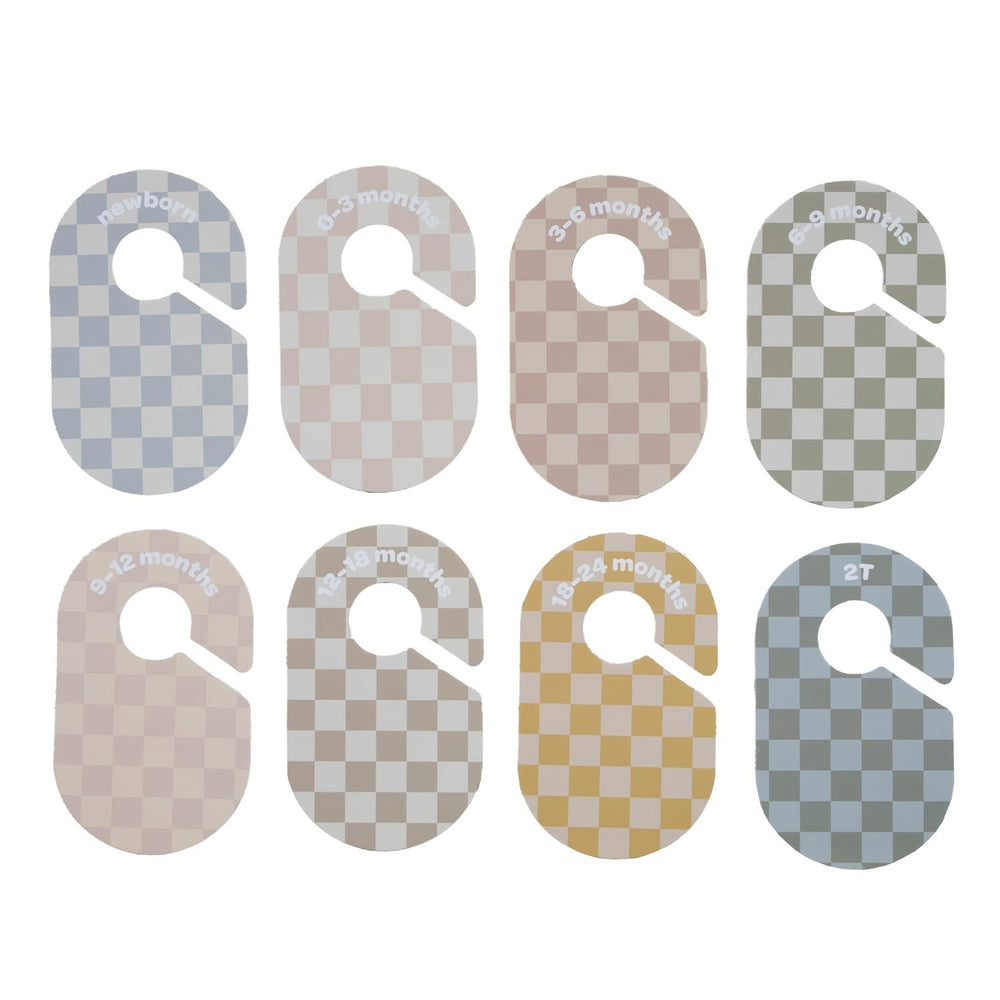3 Sprouts baby closet dividers organized nursery closet with newborn to 2T labels.