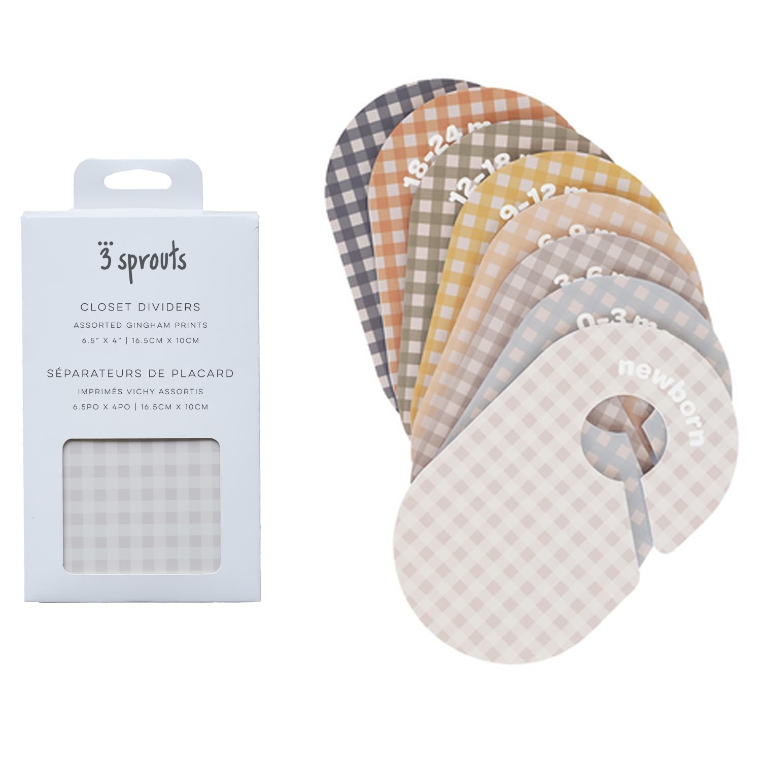 3 Sprouts closet divider set enables easy access to outfits by size.