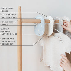 3 Sprouts Rabbit dividers on a nursery closet for organized clothes