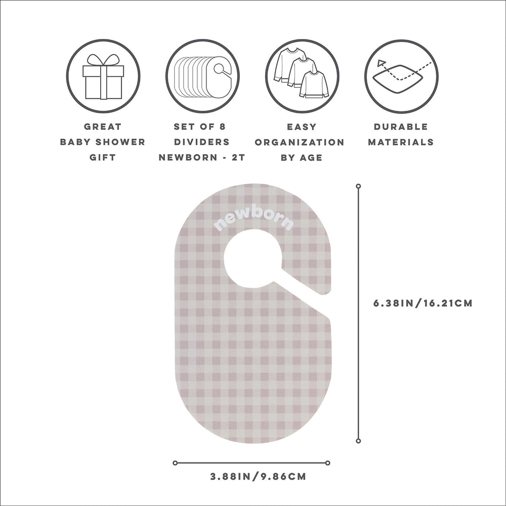 3 Sprouts size-labels newborn to 2T help organized wardrobe at a glance.