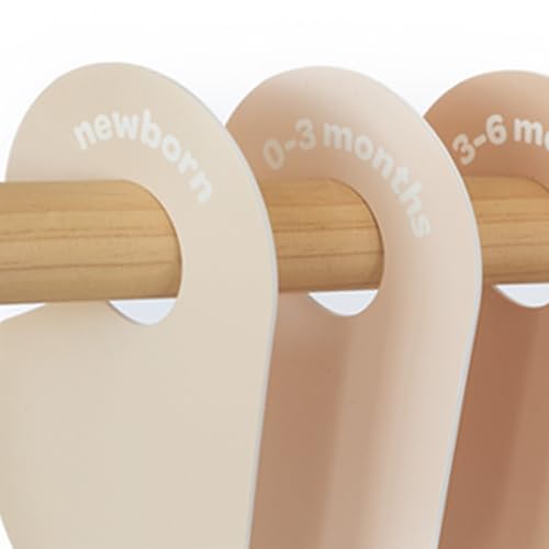 3 Sprouts closet dividers labels close-up showing newborn to 2T sizes