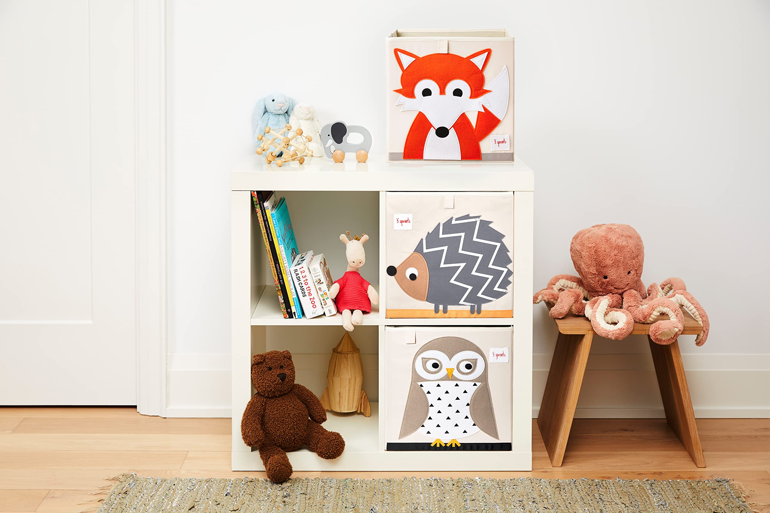 3 Sprouts collapsible storage cube image highlights space-saving design.