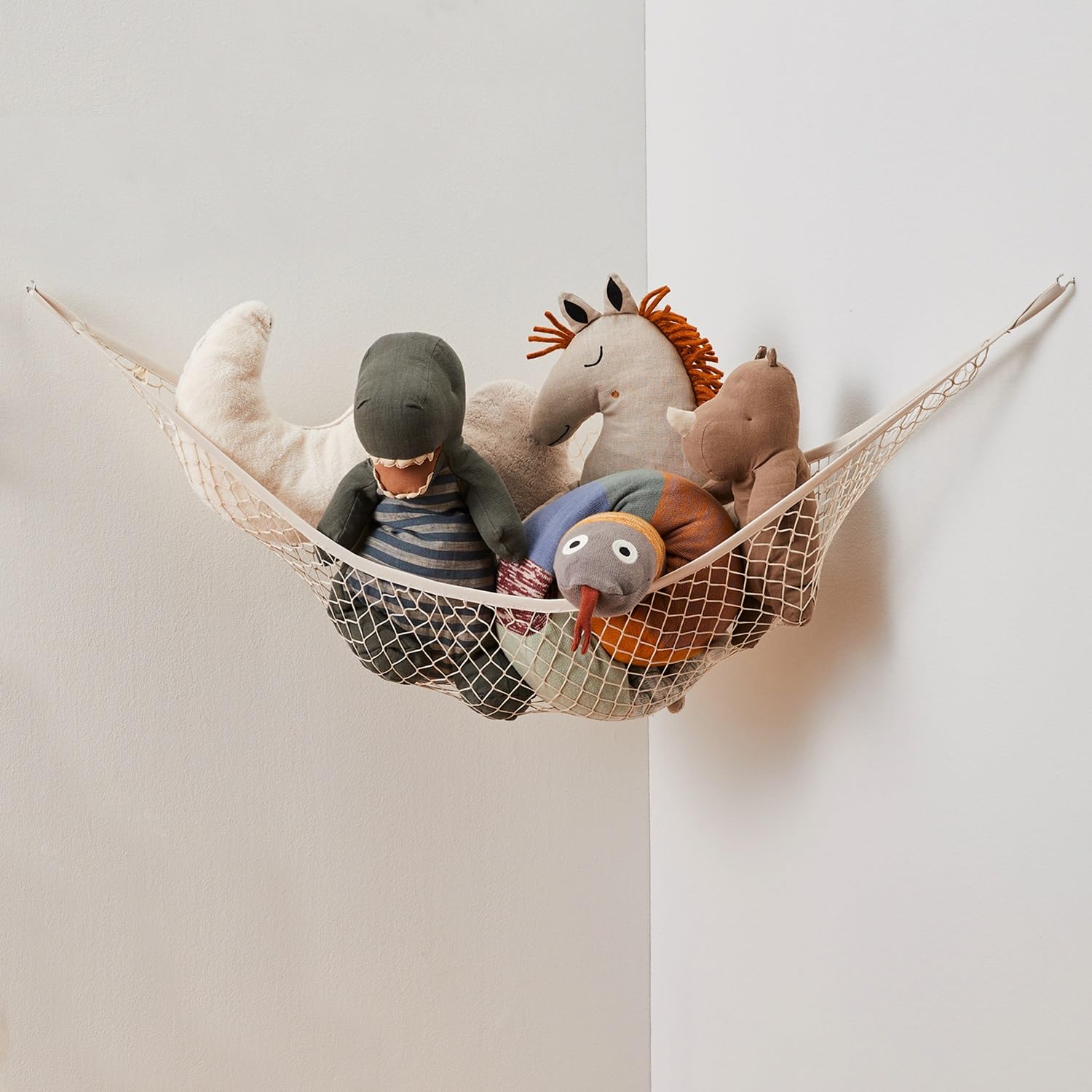 3 Sprouts large stuffed animal hammock corner mount keeps plush toys organized.