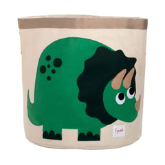 3 Sprouts large toy storage basket with dinosaur design on floor for organizing toys.