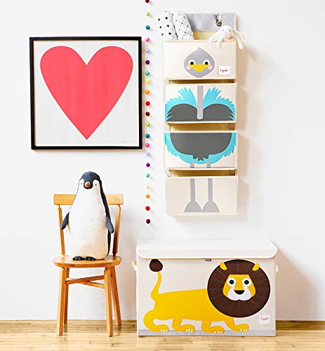 3 Sprouts playroom storage bin helps organize toys and blankets in a tidy kids' space.