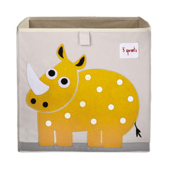 3 Sprouts Rhino toy storage cube with a playful design and organized play space.