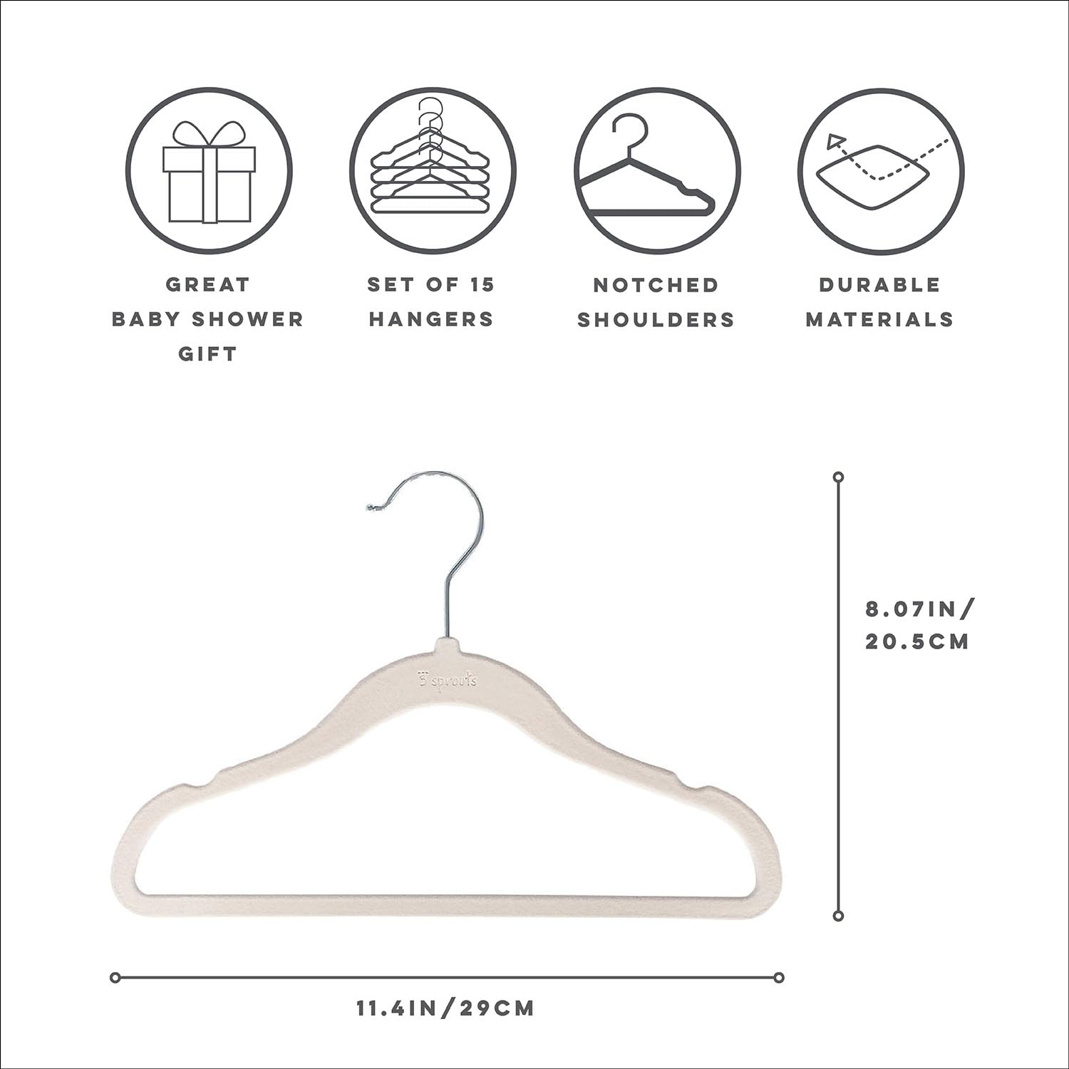 3 Sprouts terrazzo dividers closeup showing size labels for quick outfit picks