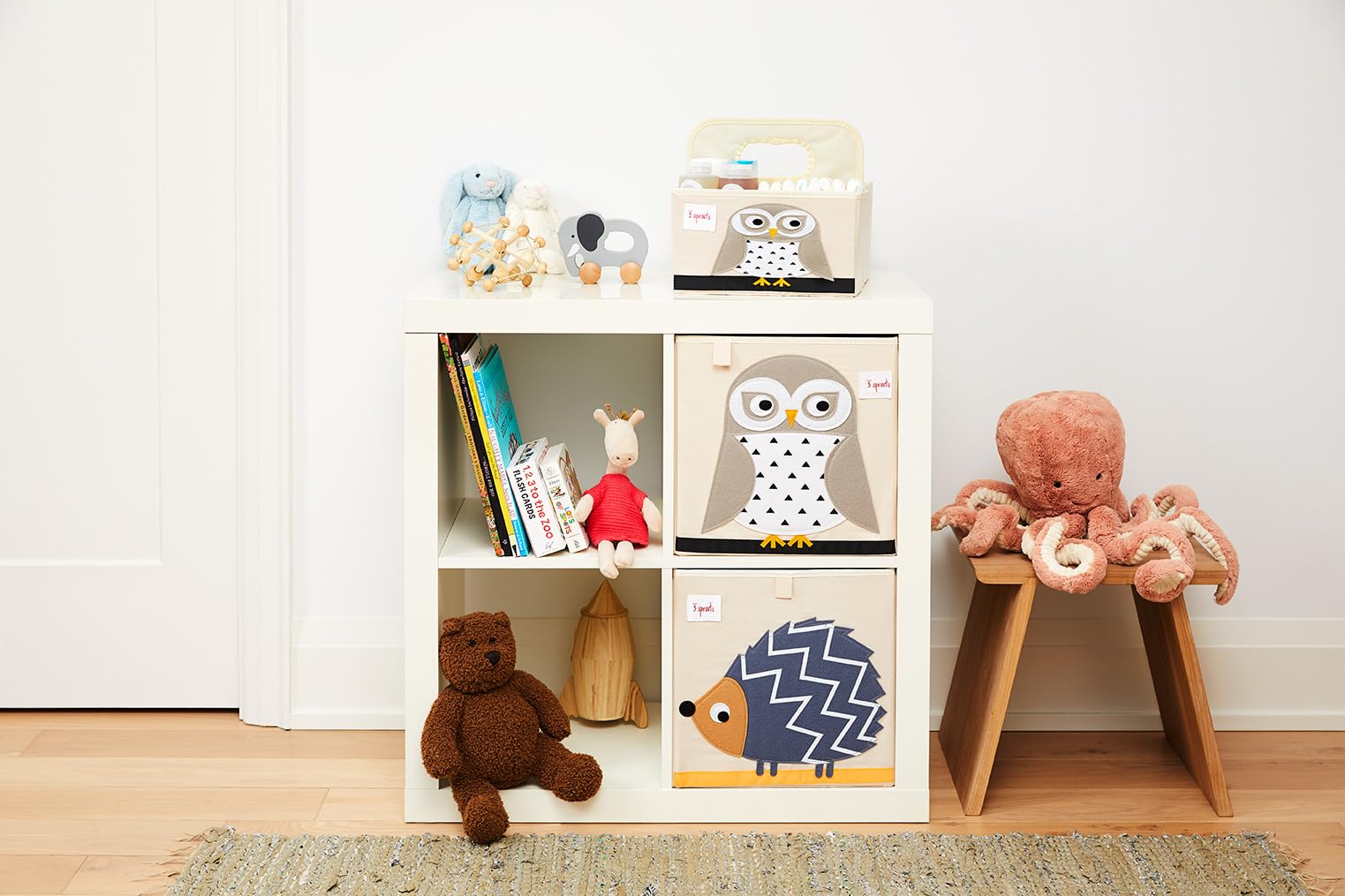 3 Sprouts storage bin features sturdy handles for easy tidying