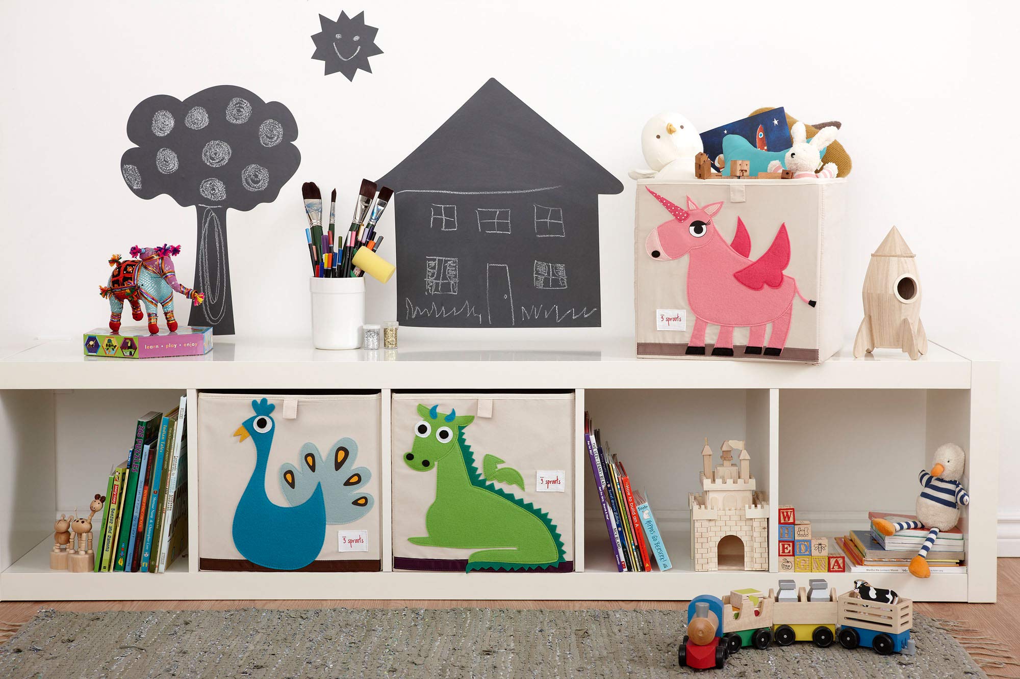 3 Sprouts toy storage cube durable polyester fabric withstands daily play.