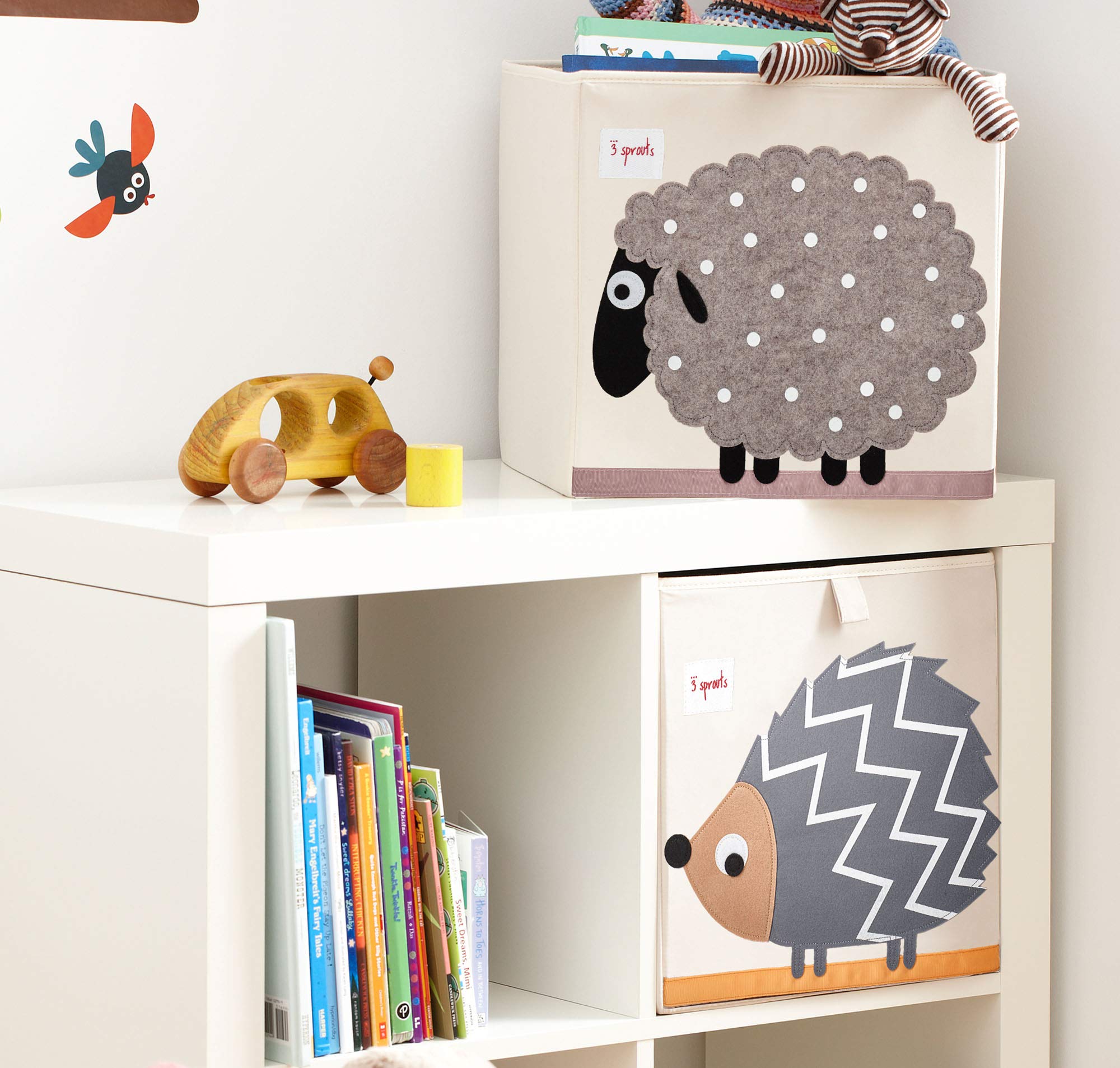 3 Sprouts toy storage cube folded-flat for space-saving storage.