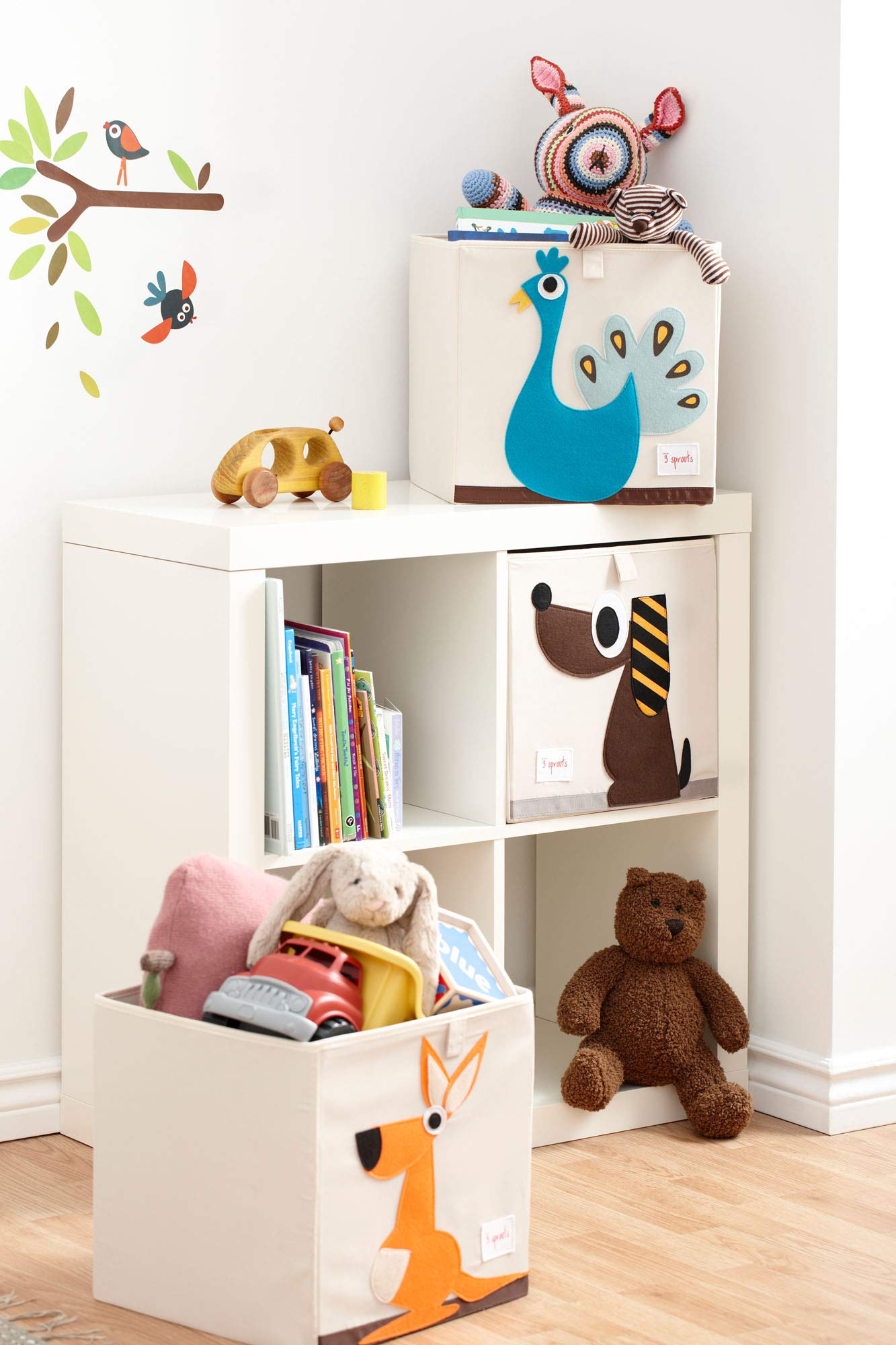 3 Sprouts toy storage cube handles closeup highlights easy pull-out for kids.