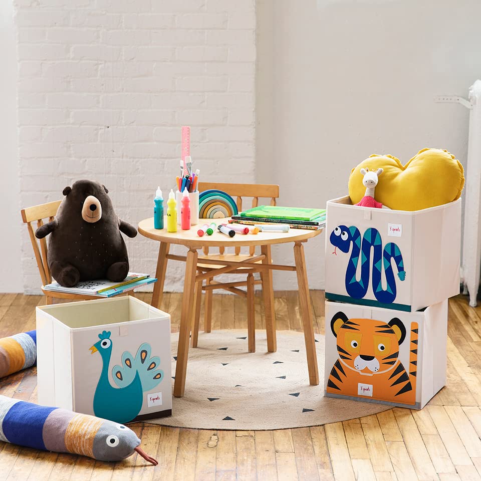3 Sprouts toy storage cube open view roomy interior ideal for toys and books.