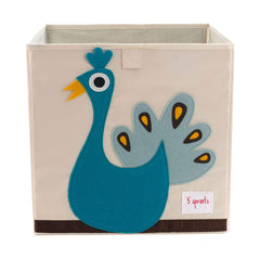 3 Sprouts toy storage cube peacock design keeps playrooms tidy with charming decor.