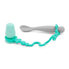 321 Grow Easy Learn baby spoon with penguin suction sticks to trays for independent feeding