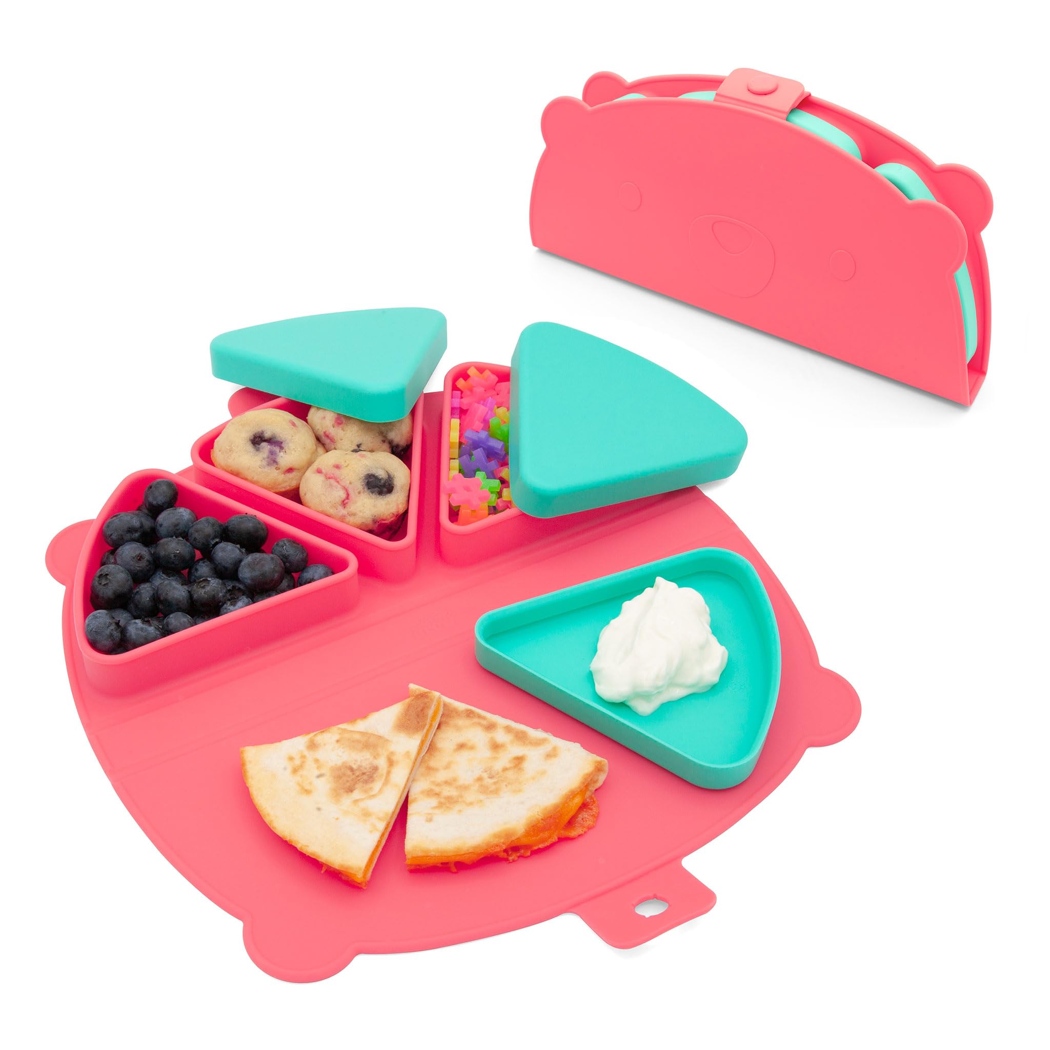321 Grow silicone on-the-go snack mat folded for compact travel and storage