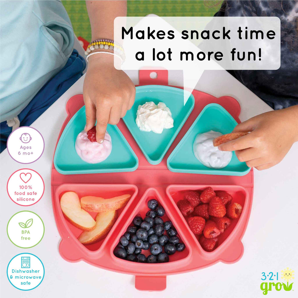 321 Grow watermelon color snack mat adds cheerful appeal to meals