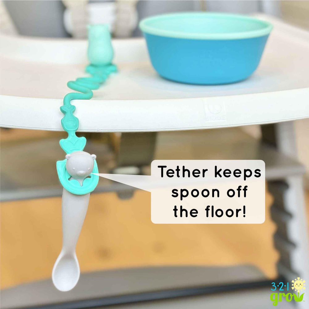 321 Grow tether-spoon setup aids reach and simple storage