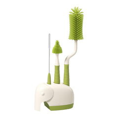 360° rotating silicone bottle brush set green cleans bottles and cups with splash-free action