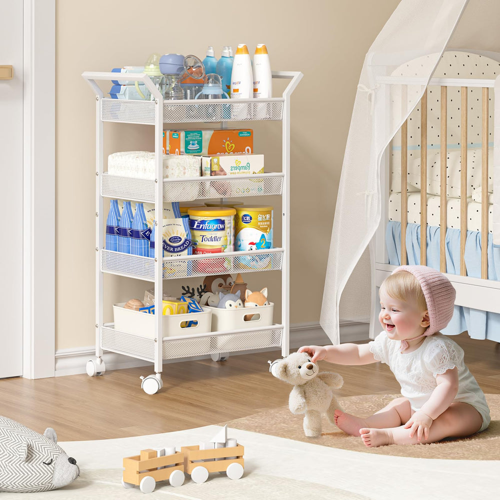 3IngSeagulls Nursery cart organization—versatile storage for towels, lotions, and baby supplies