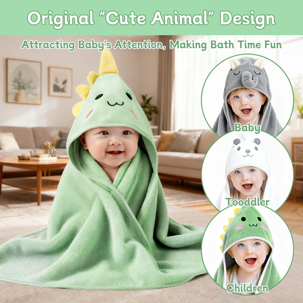 3pcs hooded towels 80x80 cm with cute designs keep baby warm.