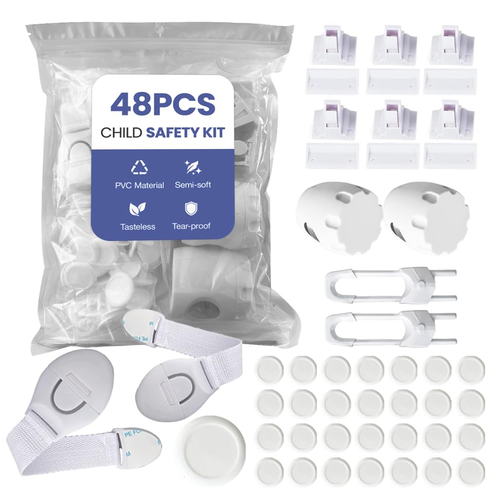 48pack baby-proofing kit cabinet latches secure cabinets for a safer kitchen