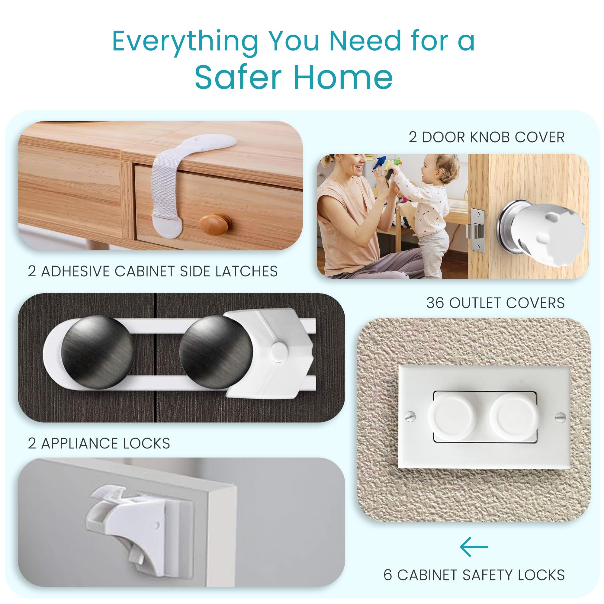 48pack baby-proofing kit drawer latches keep drawers childproofed and organized