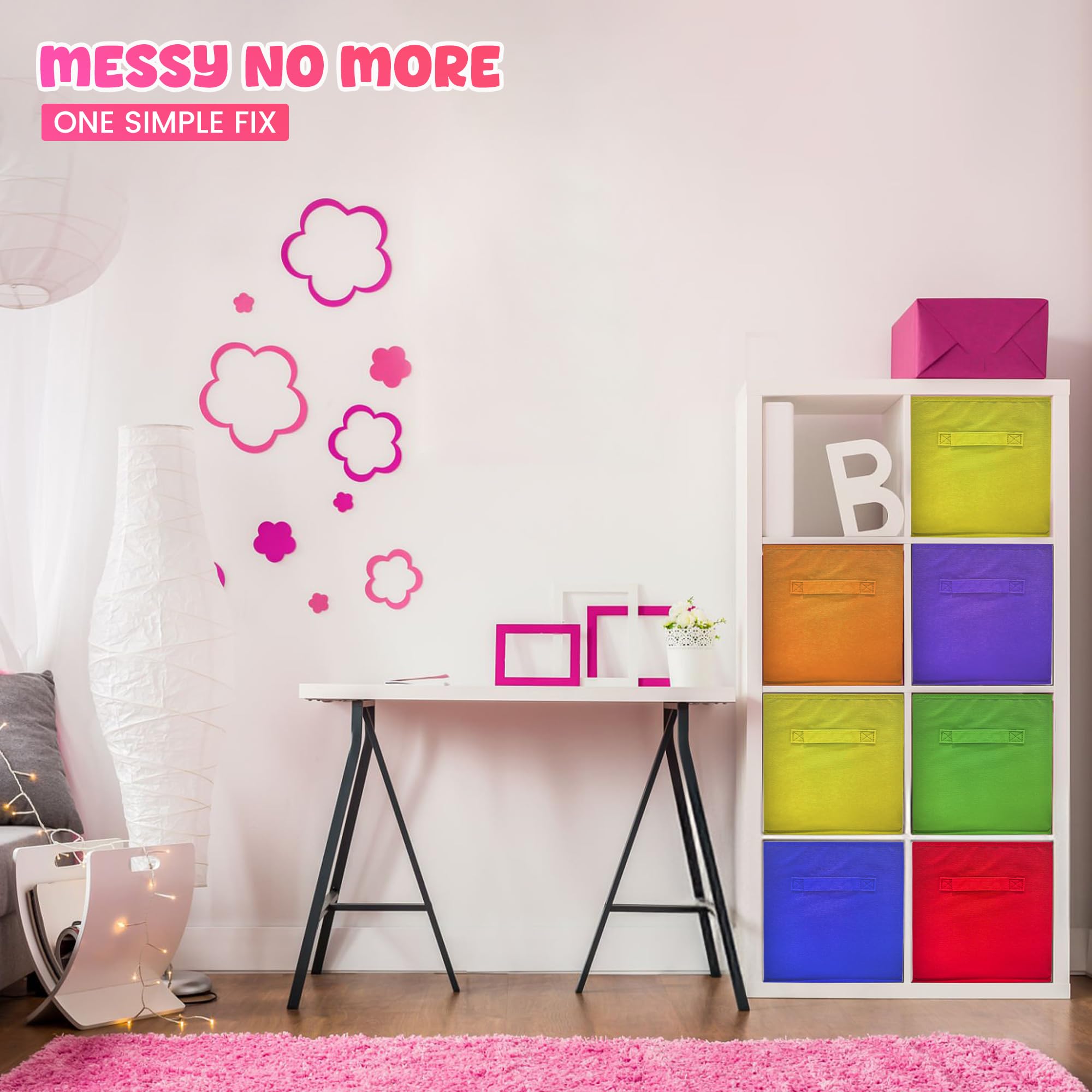 4E's Novelty rainbow storage cube in purple helps create colorful classroom storage