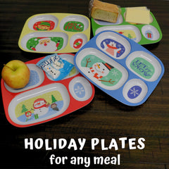 4E's Novelty Christmas divided plates show reindeer to make mealtime fun and organized.
