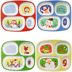 4E's Novelty Christmas divided plates with Santa support kid-friendly portioning at mealtime.