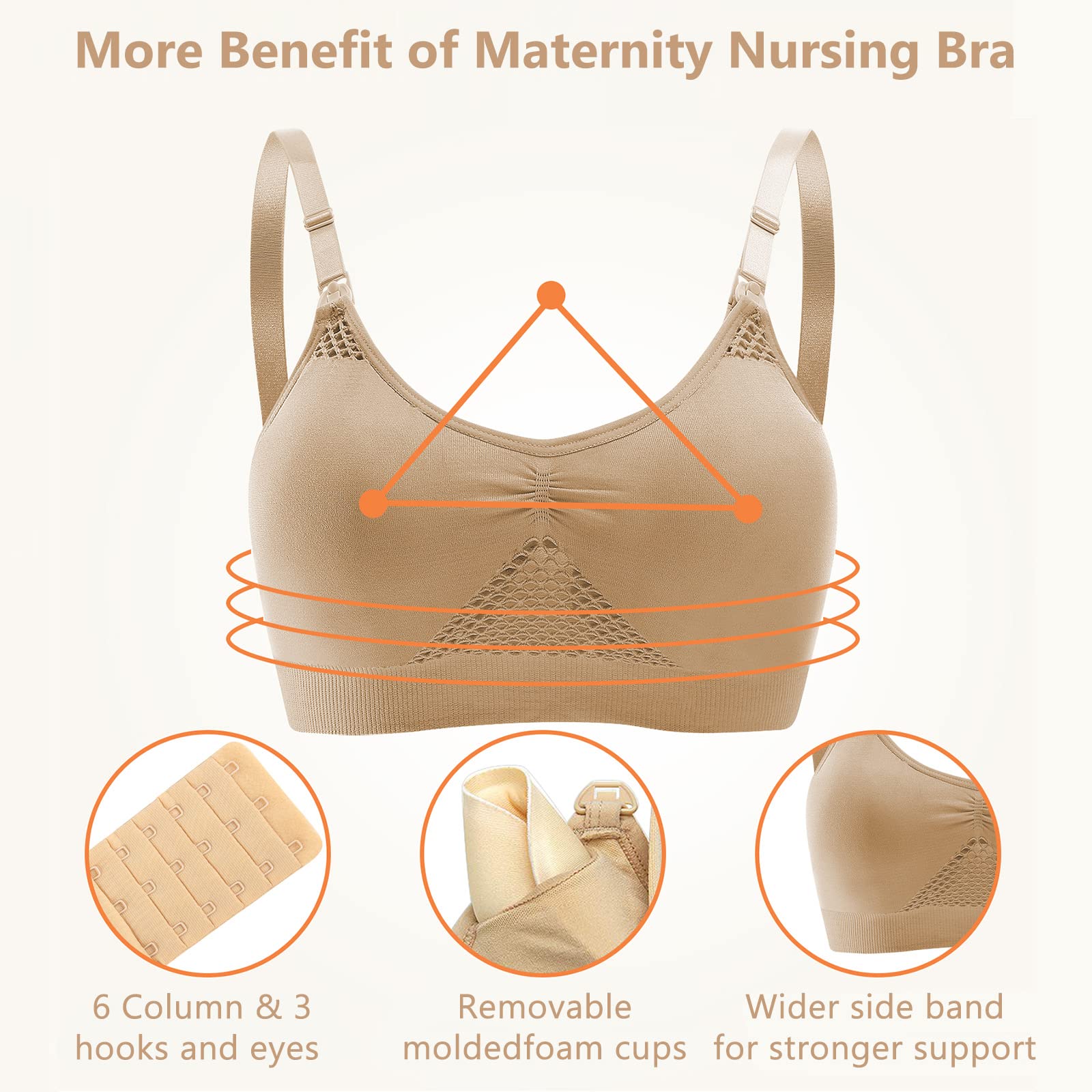 4HOW pumping-bra beige closeup ideal for everyday maternity wear