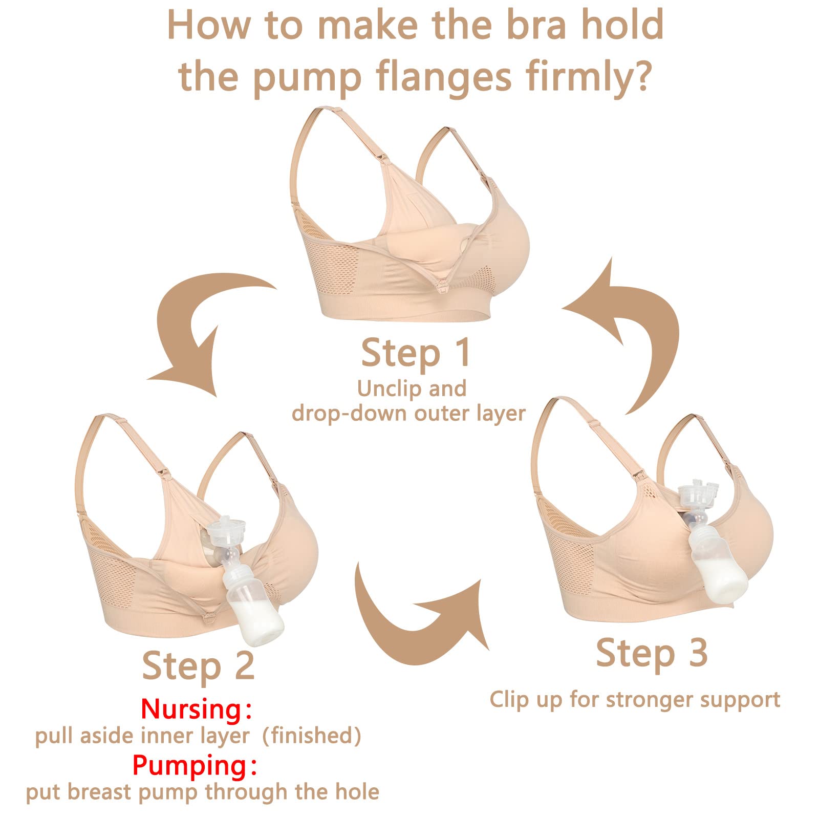 4HOW pumping-bra padded removable padding for comfortable all-day wear