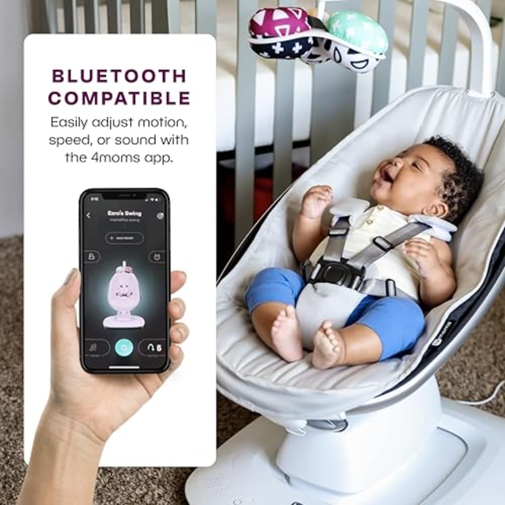 4moms MamaRoo convertible harness secures growing baby safely