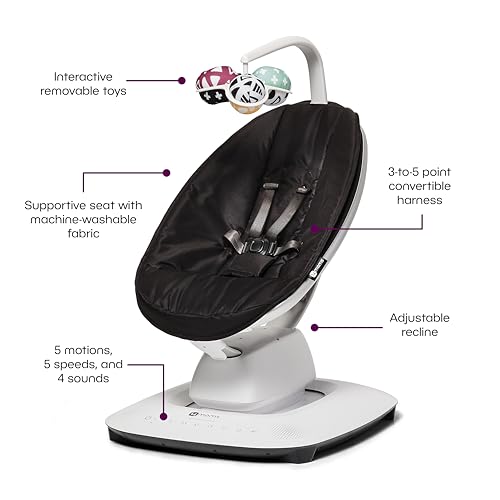 4moms MamaRoo black motion-selection close-up demonstrates five motions for tailored comfort