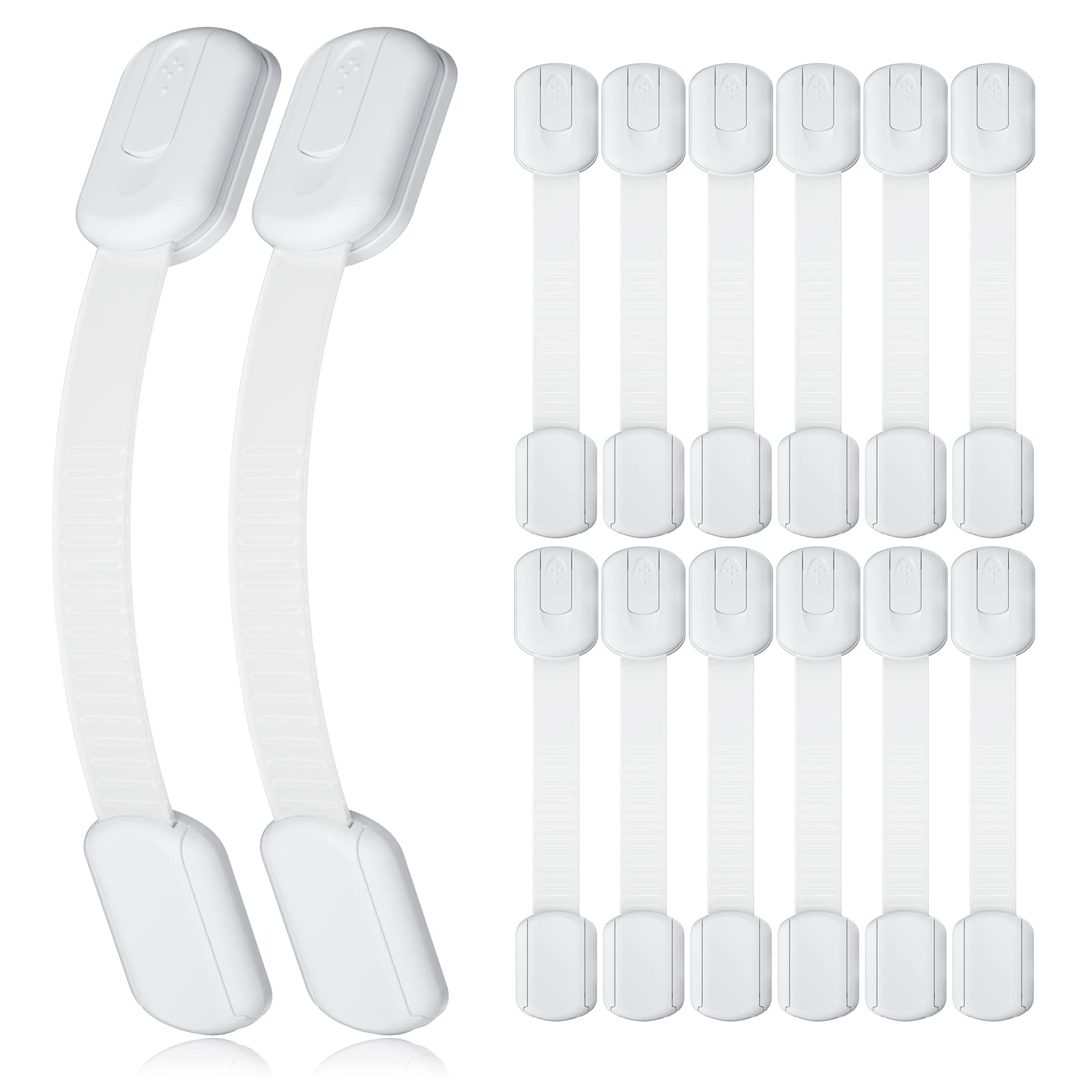 4our Kiddies cabinet locks 14-pack shown for effective baby-proofing of cabinets.