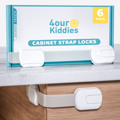 4our Kiddies cabinet locks with adhesive keep curious hands away from cabinets and bottles