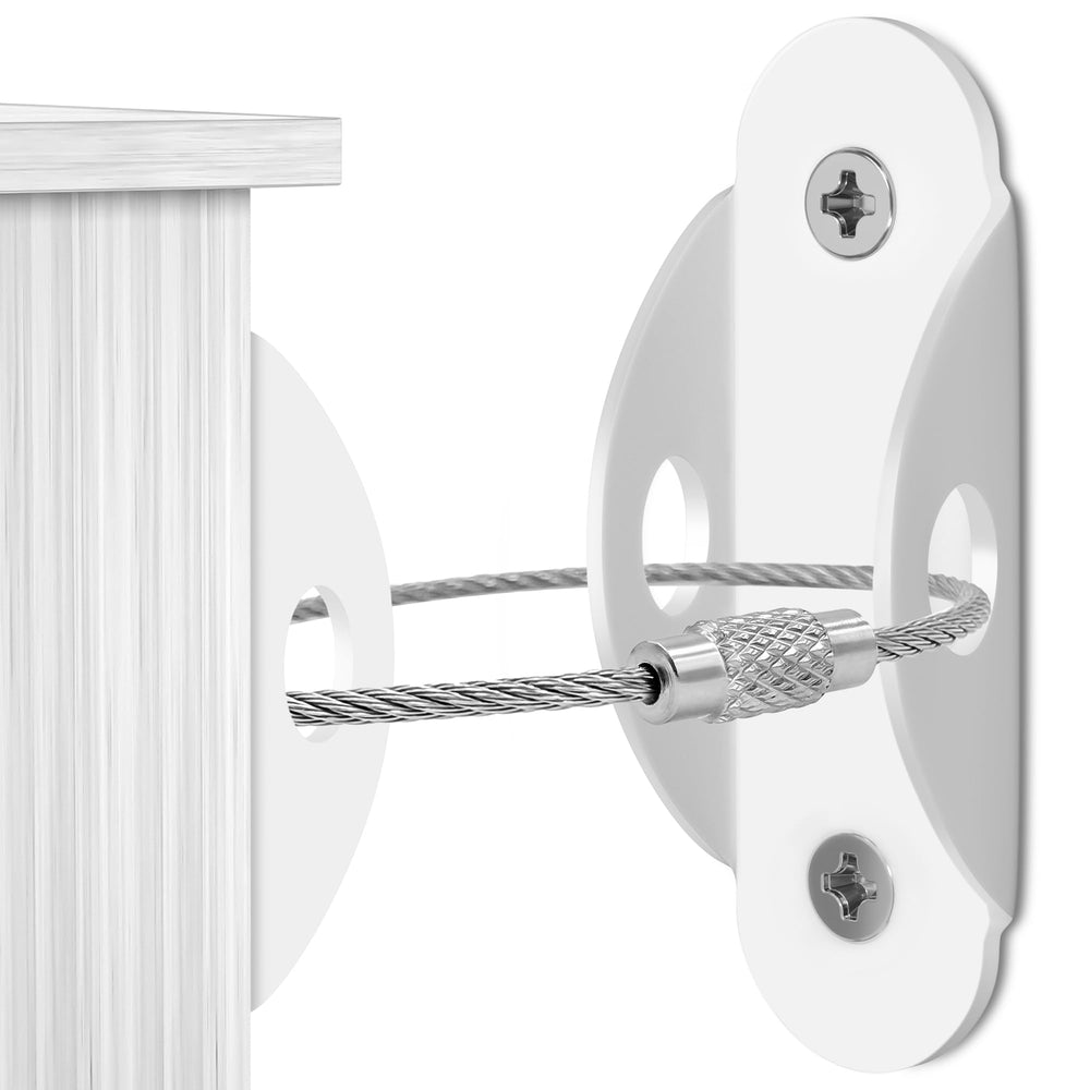 4our Kiddies wall strap anchors securing a dresser to walls to prevent tipping