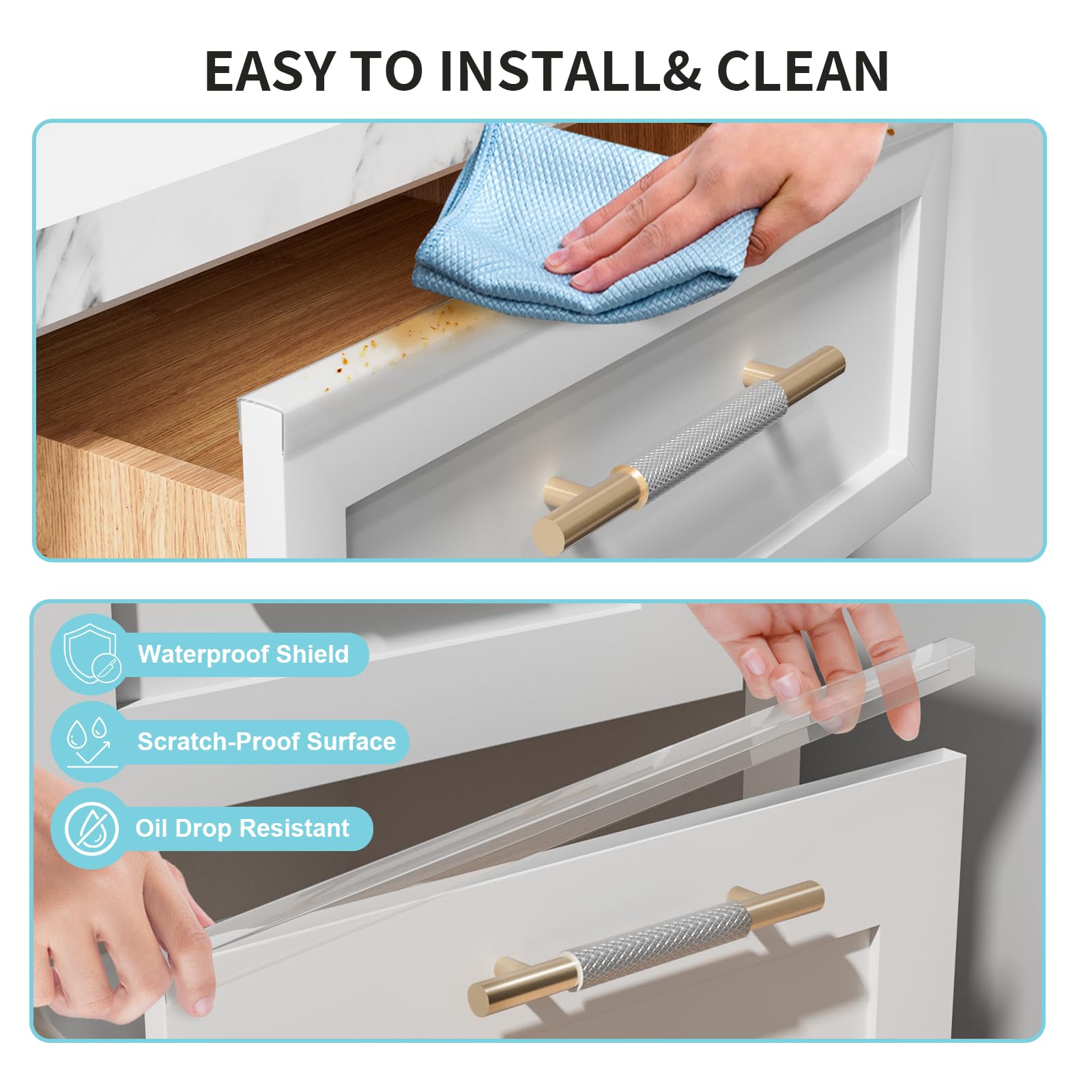 4our Kiddies kitchen drawer front edge protector guards daily wear on fronts.