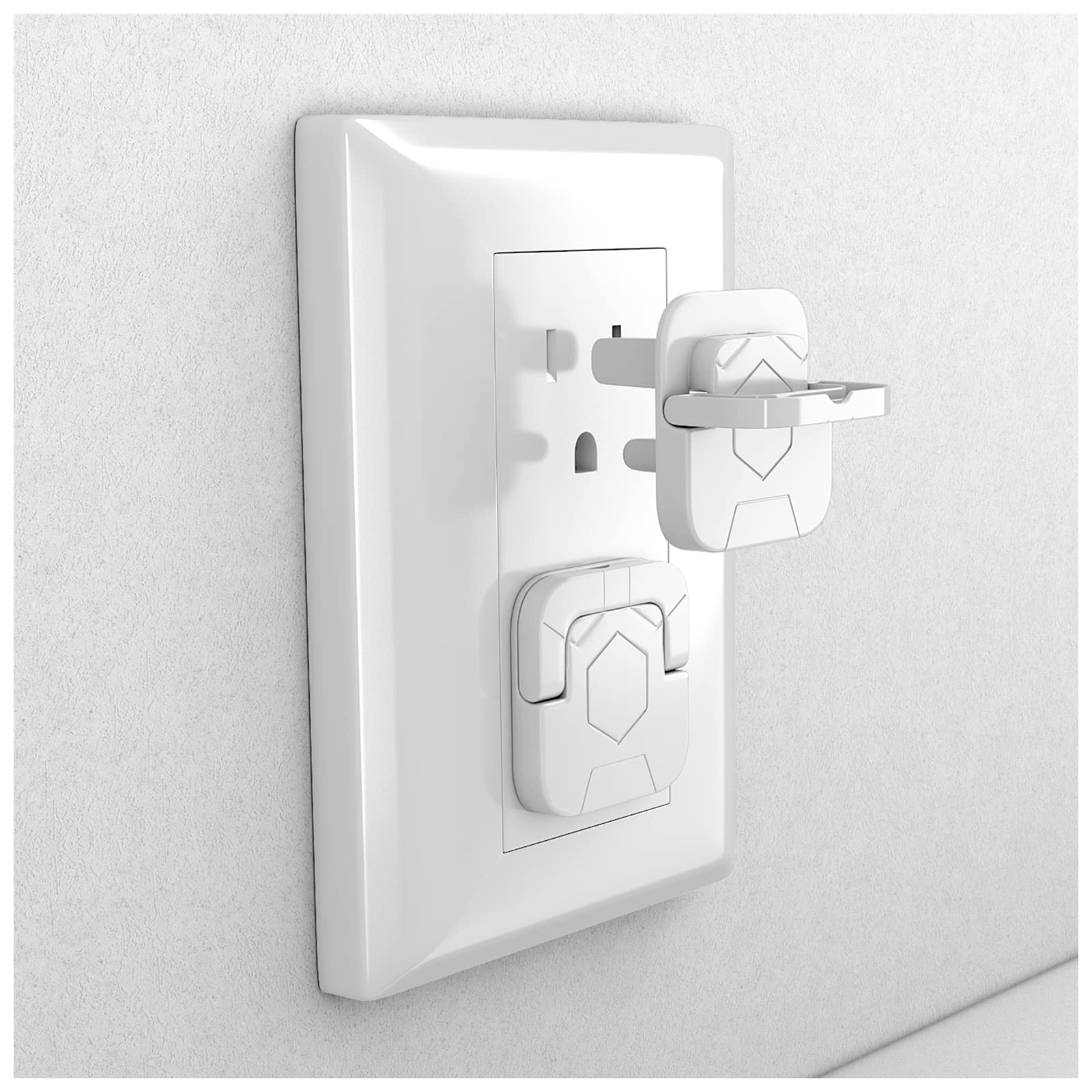 4our Kiddies outlet covers on front view provide discreet baby protection for outlets