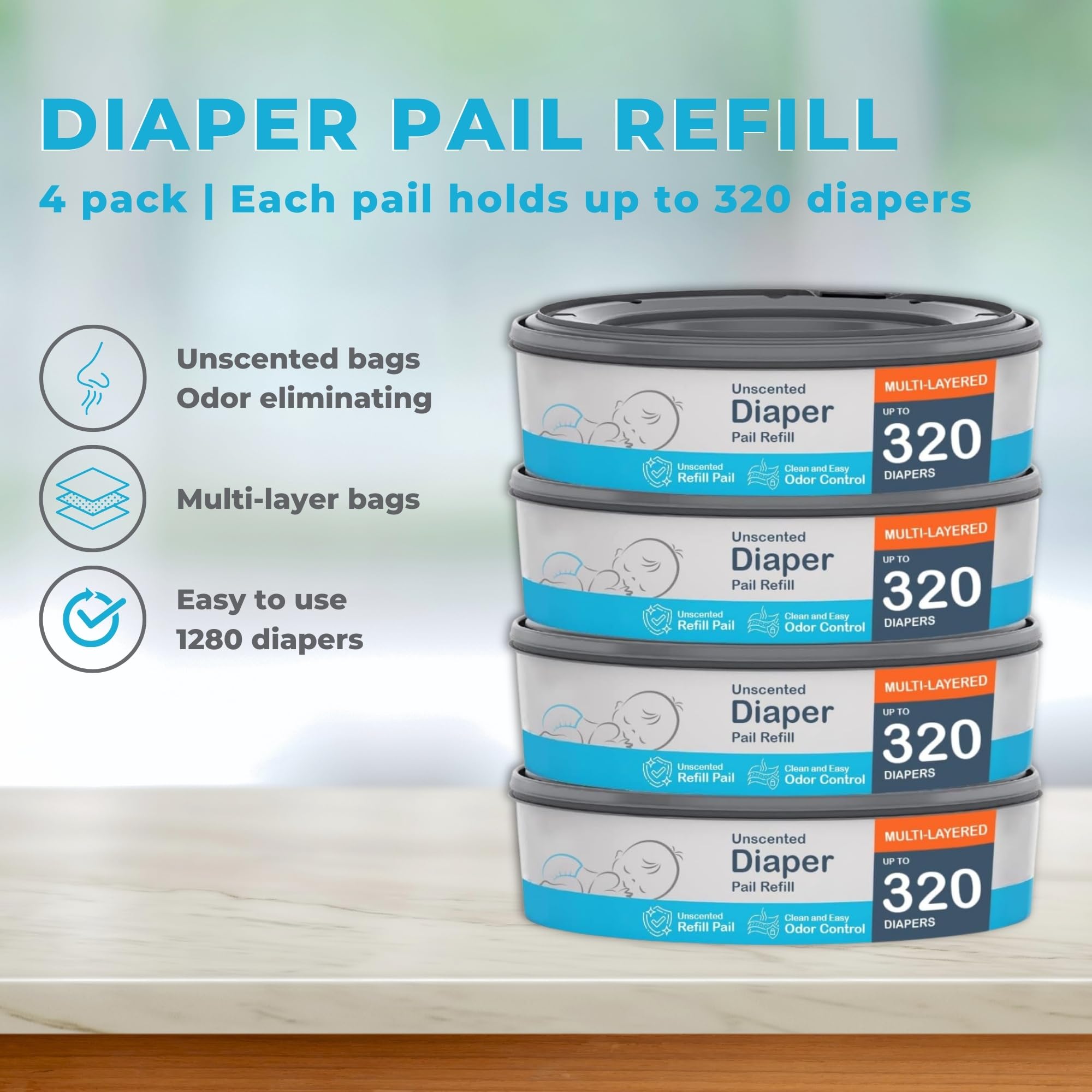 5-Star in-use image demonstrates easy-tie bags fitting pail liners.