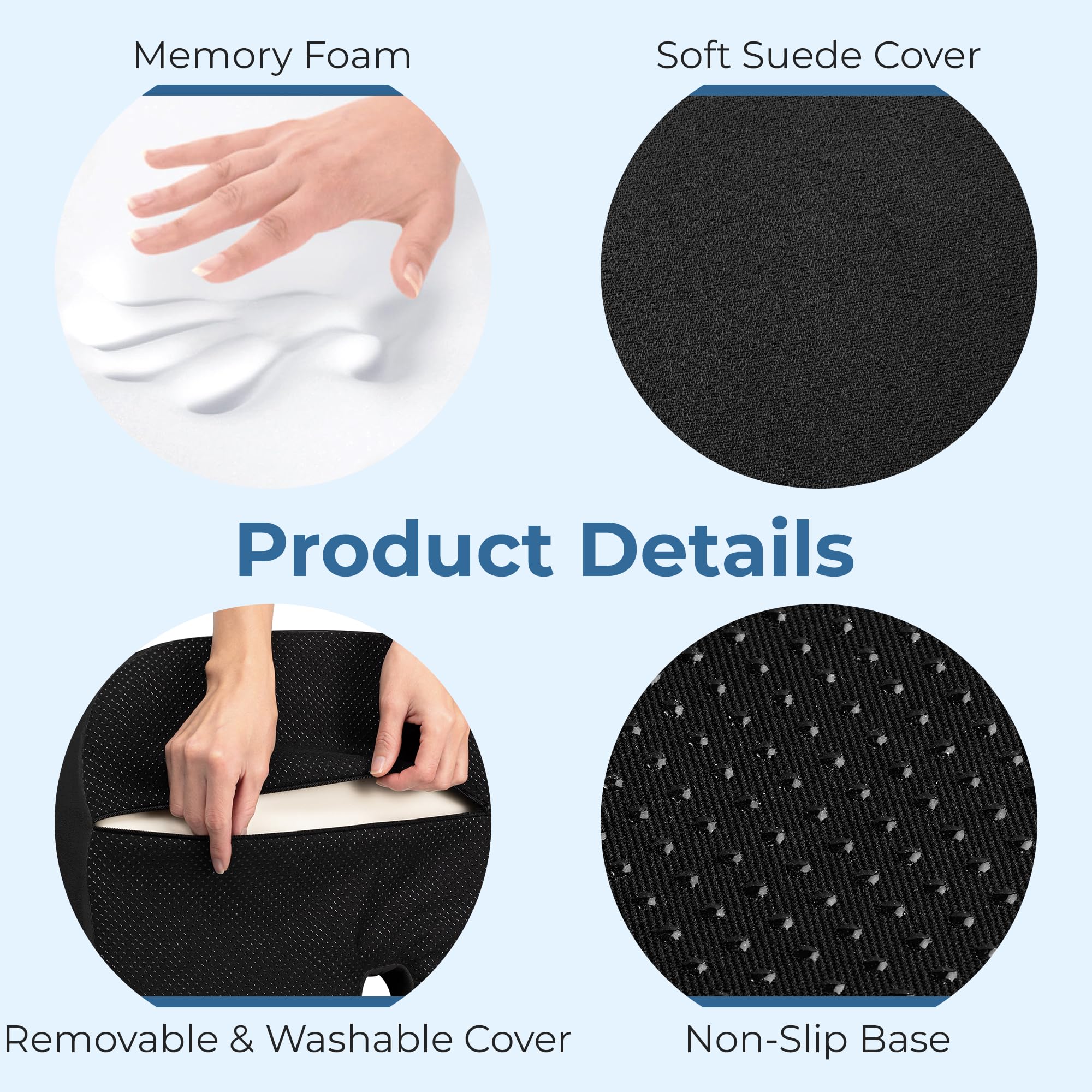 5 STARS UNITED cushion non-slip base stays stable on office chairs